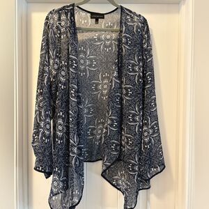 Lane Bryant Navy and White Kimono Cardigan Lightweight Size 22